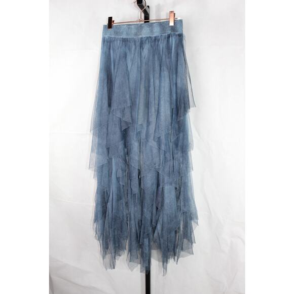 Tiered Tulle Maxi Skirt Long Length Grey Blue Dark Fairy Magical Witchy Hippie - Picture 3 of 9